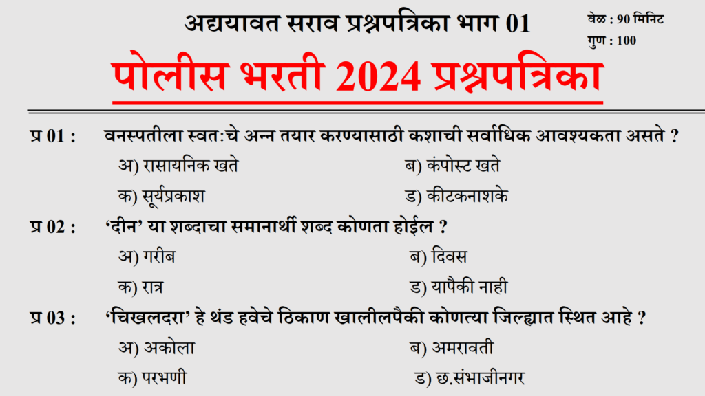Police Bharti 2024 Questions Papers